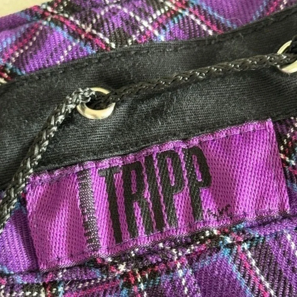 Tripp NYC Skirt Womens XS Purple‎ Plaid Mini Vtg Y2K Goth Grunge Punk Pleated